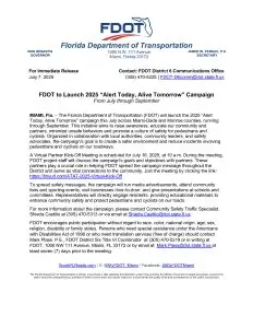 FDOT Launches 2025 Alert Today, Alive Tomorrow Campaign
